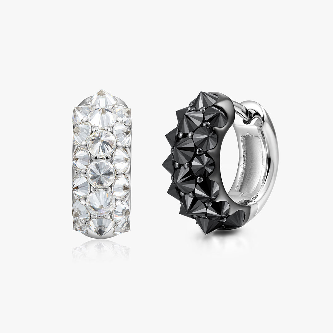 Moissanite Reverse Set Pave Diamond Hoop Earrings