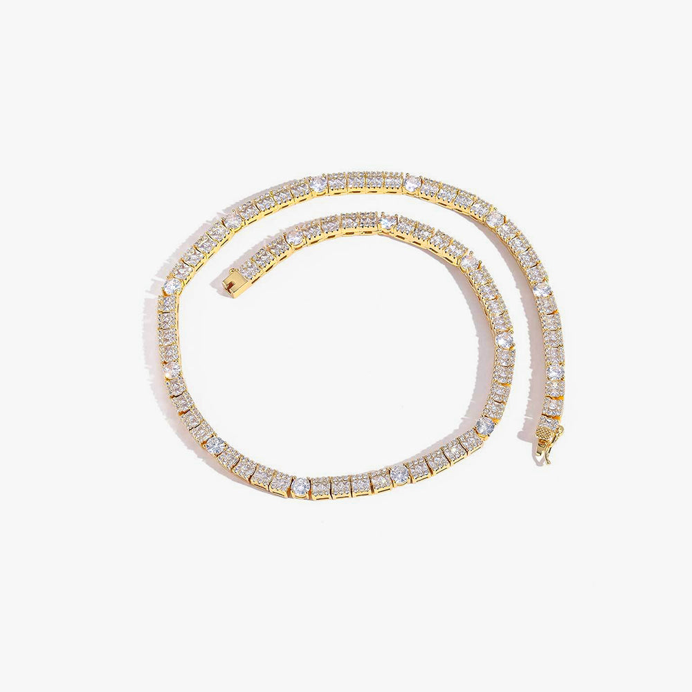 Round Cut Mixed Baguette Tennis Chain