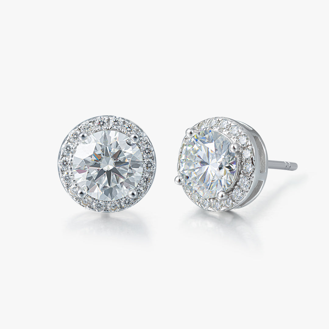 【HOT】Moissanite S925 Round Halo Stud Earrings