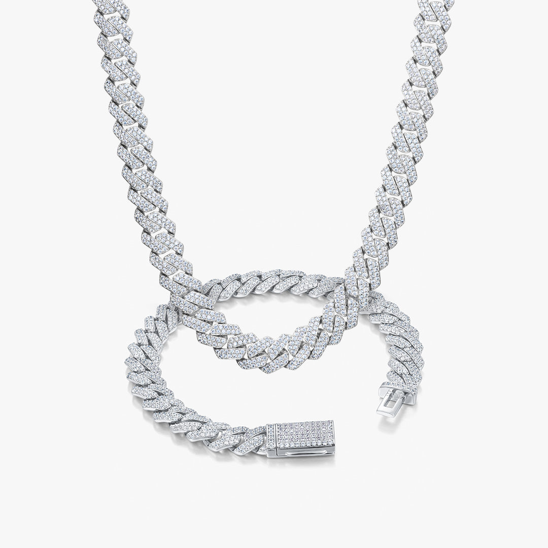 10mm Prong Cuban Chain and Bracelet Set