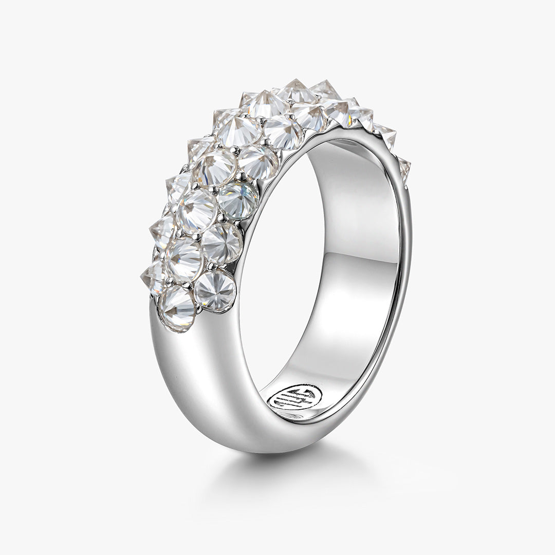 Moissanite Reverse Set Pave Diamond Ring