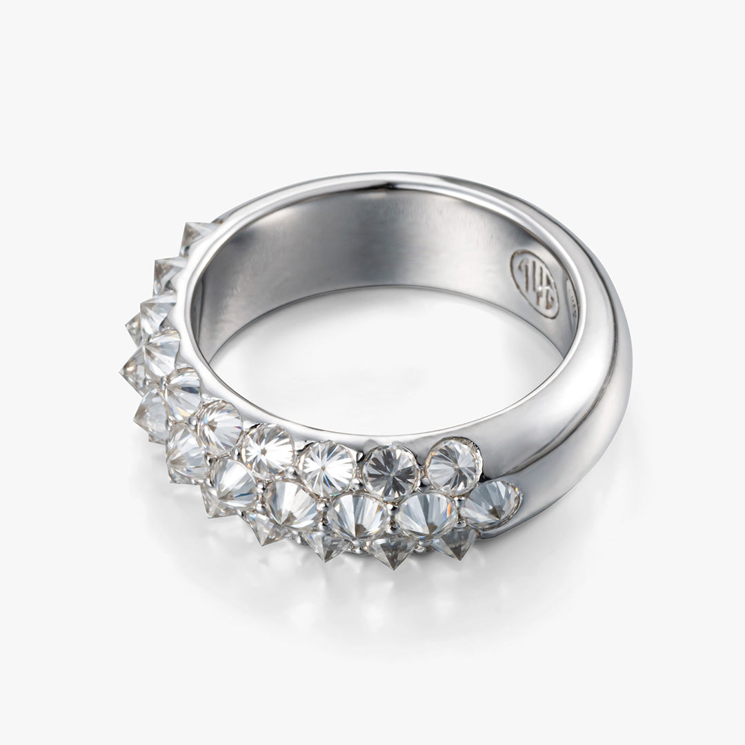 Moissanite Reverse Set Pave Diamond Ring