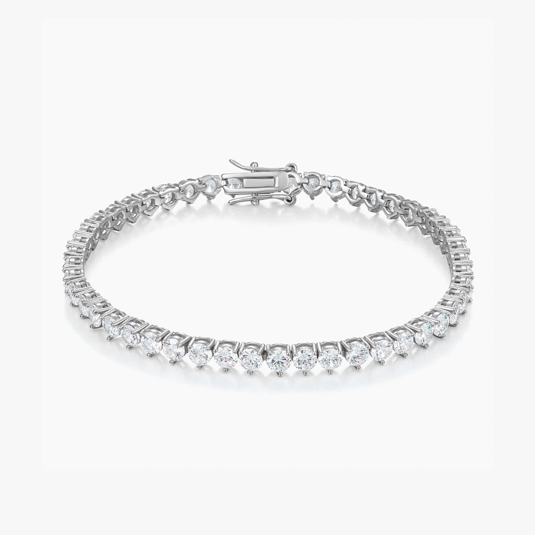 3-Prong Round Cut Tennis Bracelet