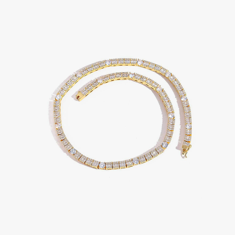 Round Cut Mixed Baguette Tennis Chain