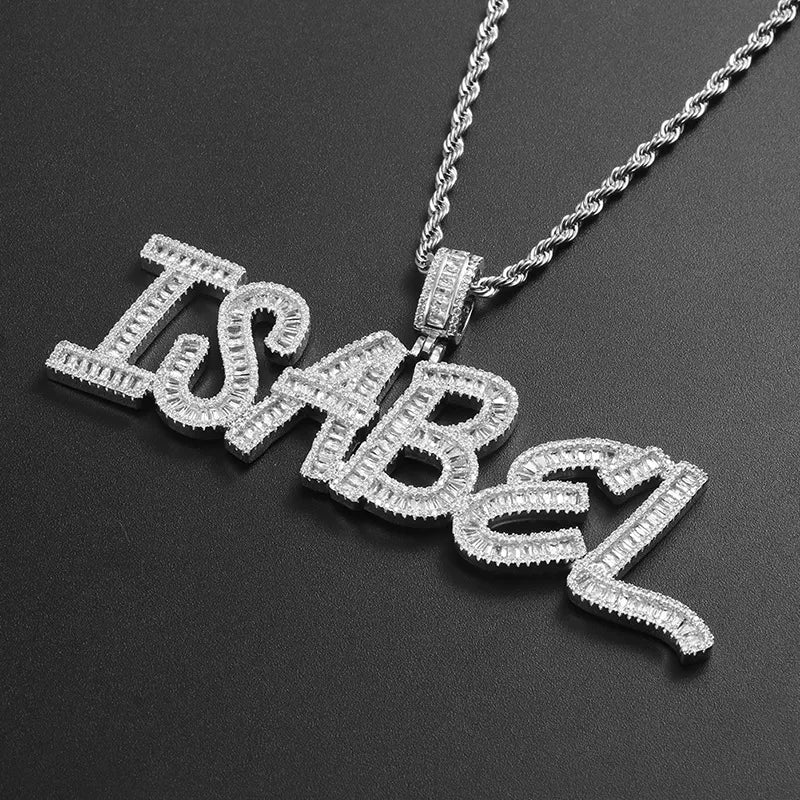 Custom Baguette Micro Letter Pendant