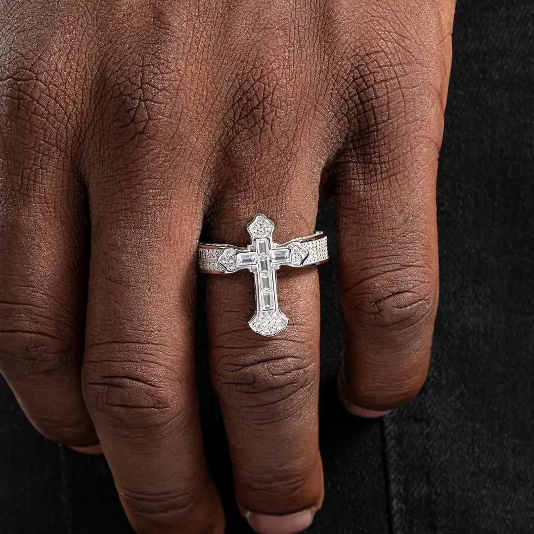 S925 Baguette Cross Ring