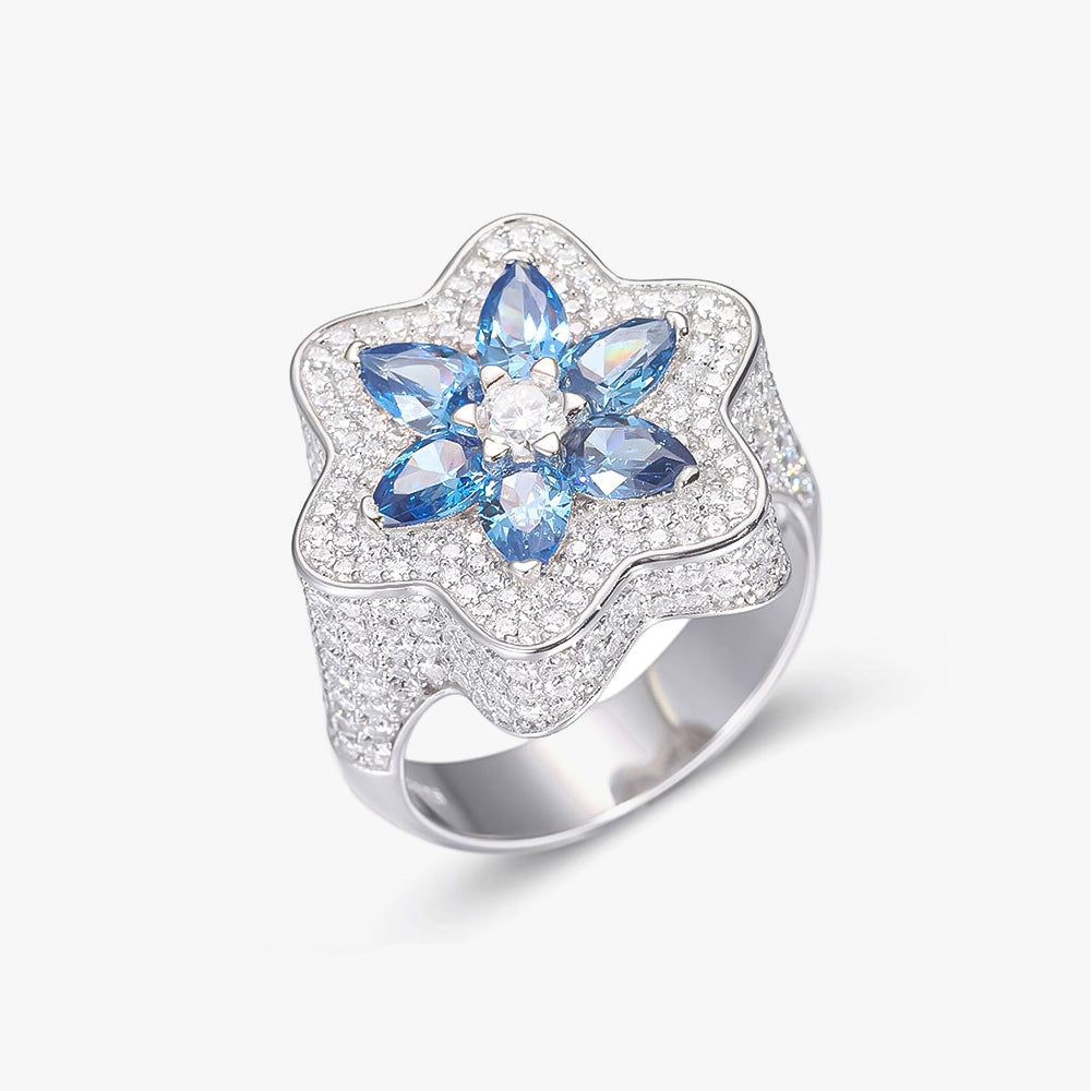 Moissanite S925 Blue Stone Ring