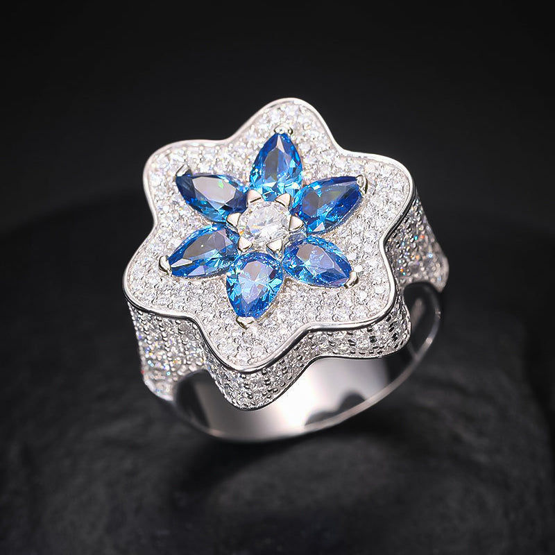 Moissanite S925 Blue Stone Ring