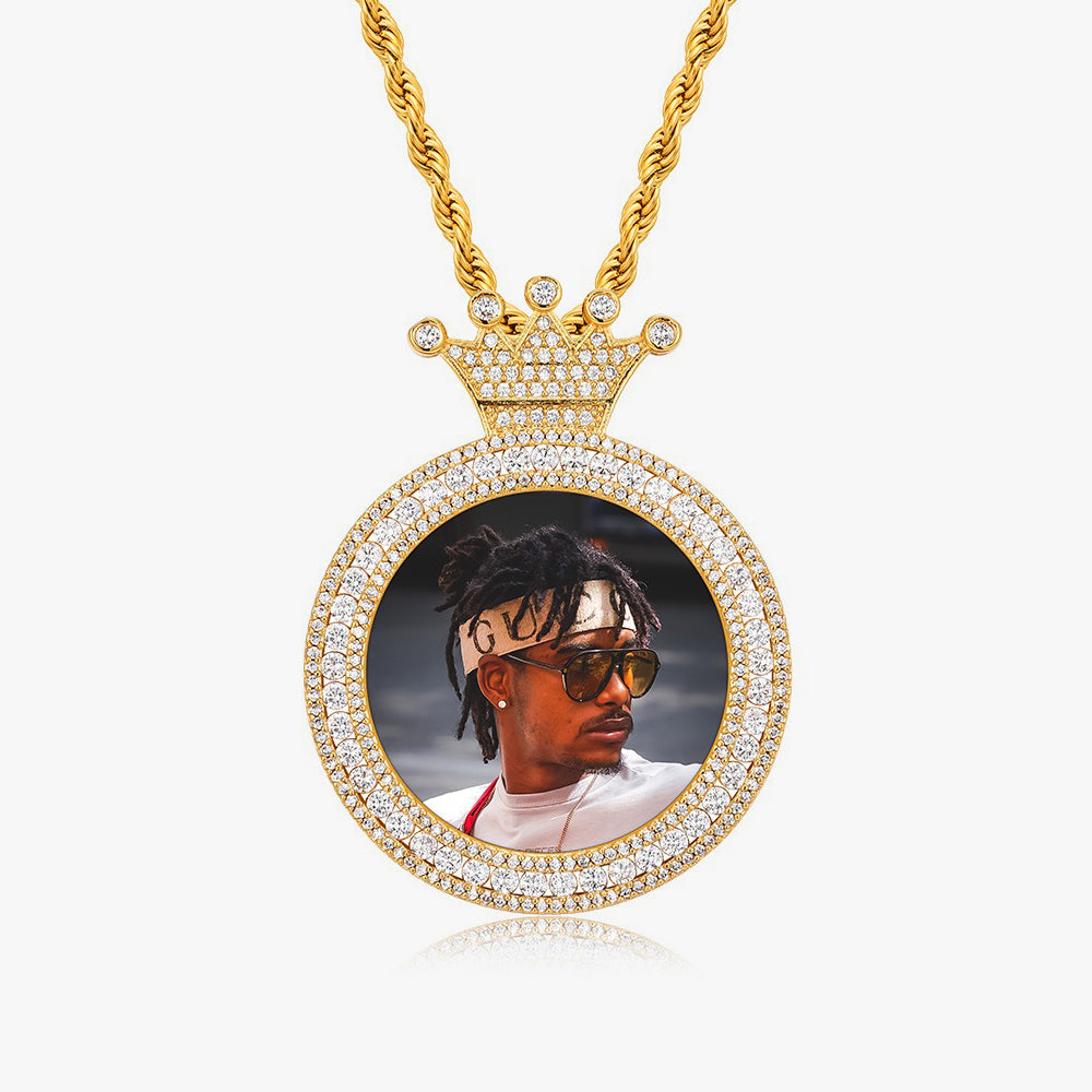 Custom Iced Crown Photo Pendant