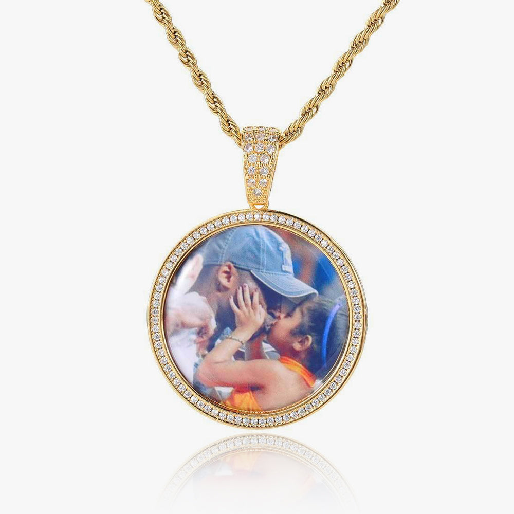 Custom 3D Iced Round Photo Necklace Pendant