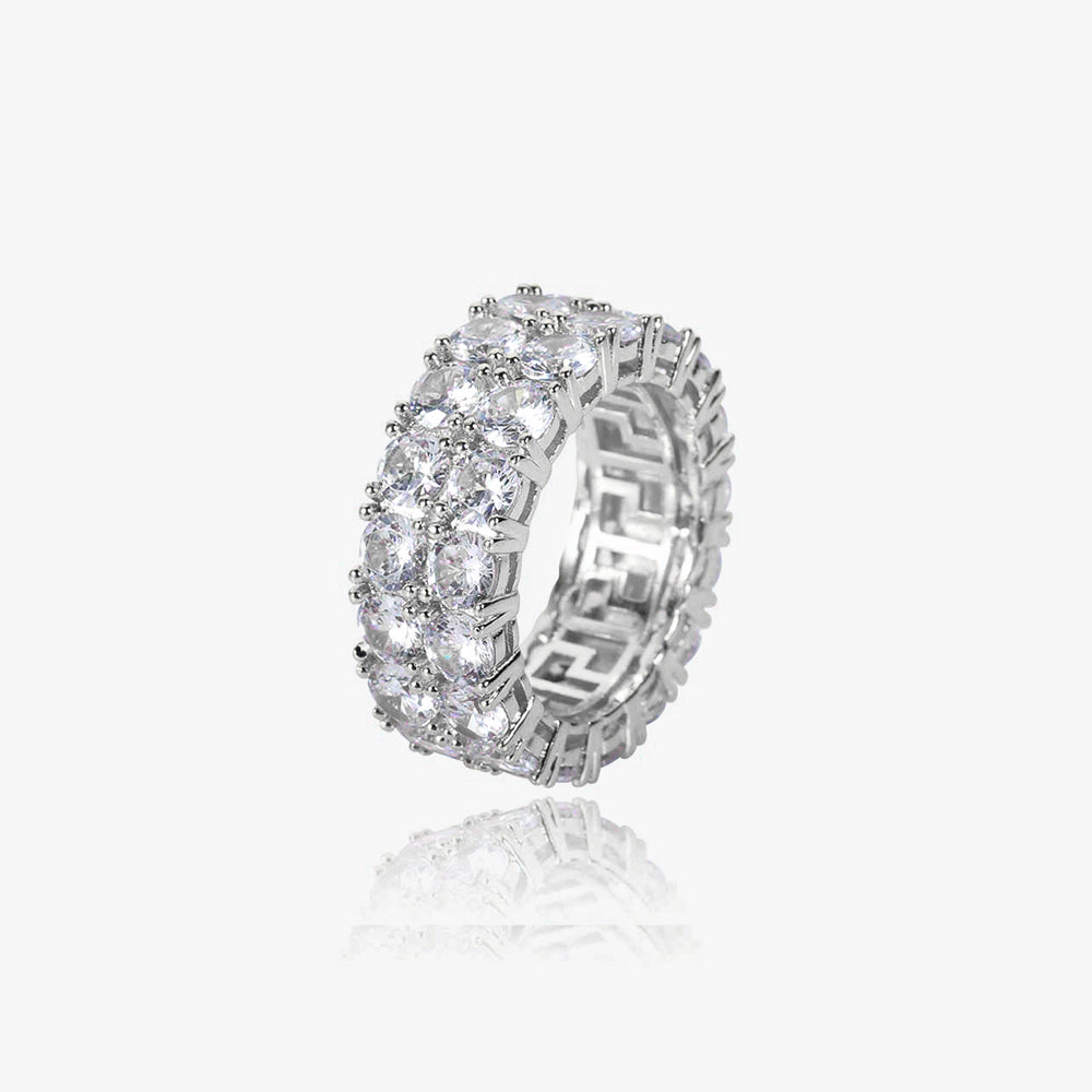 Double Row 8mm Iced Eternity Ring