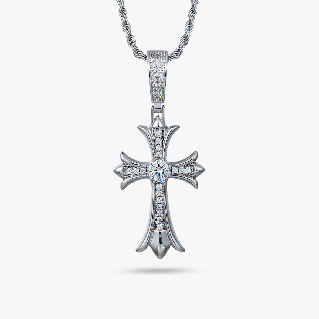 【New】Moissanite S925 Fleur De Lis Cross New Pendant