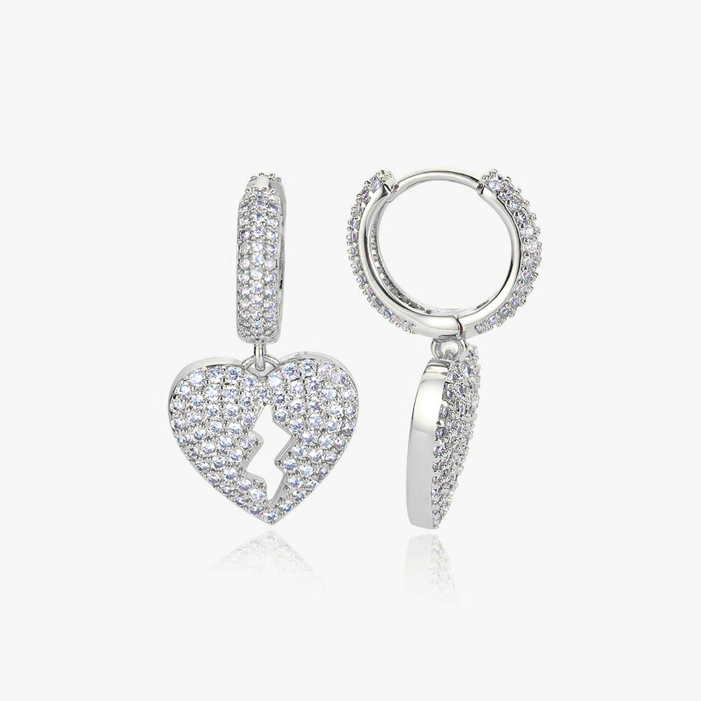 Hollow Broken Heart Hoop Earrings