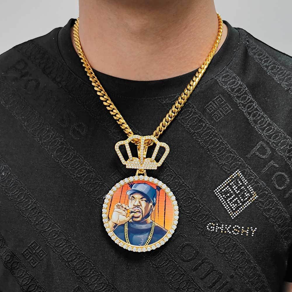 Custom Hollow Crown Photo Pendant