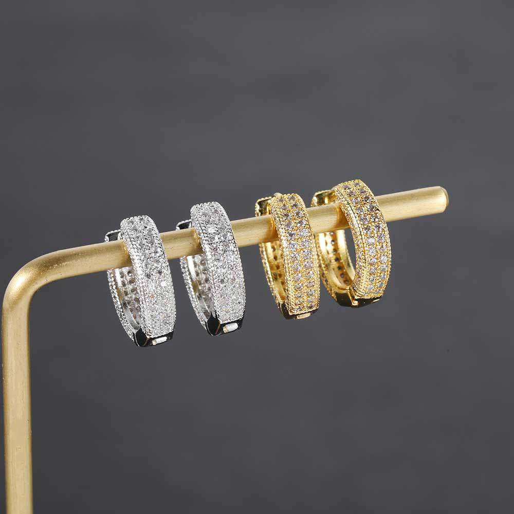 Bezel Iced Hoop Earrings