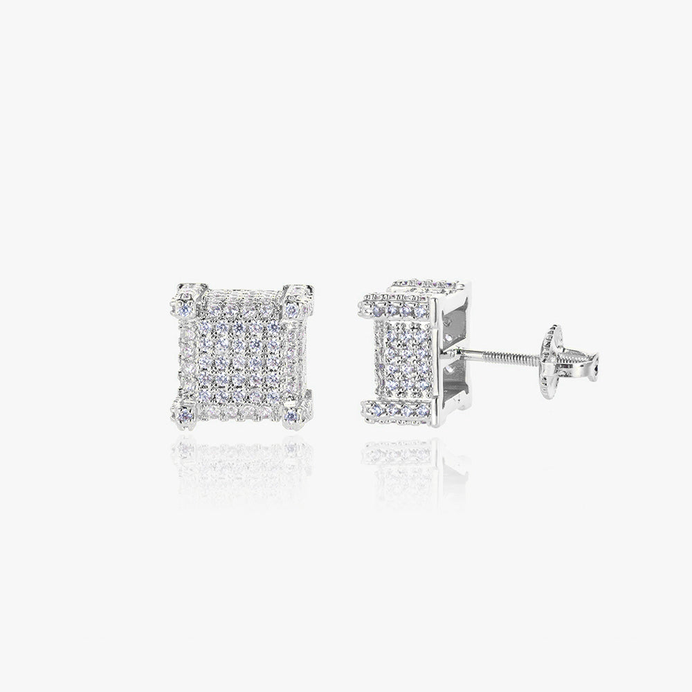 Paved Square Stud Earrings