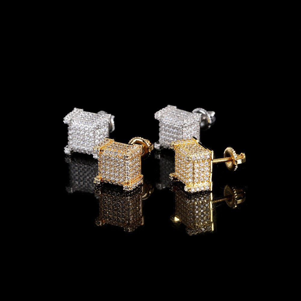 Paved Square Stud Earrings