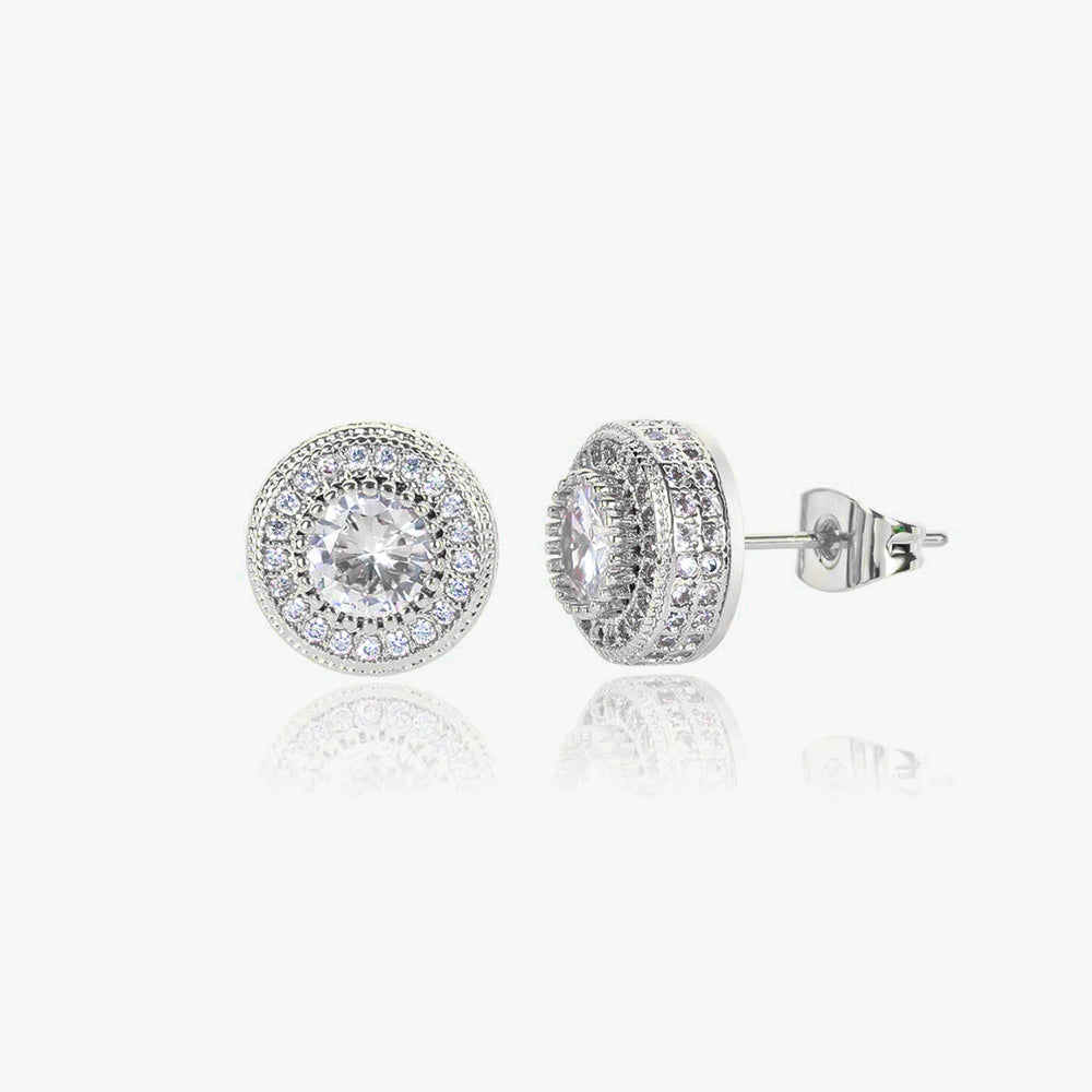 Iced Button Stud Earrings