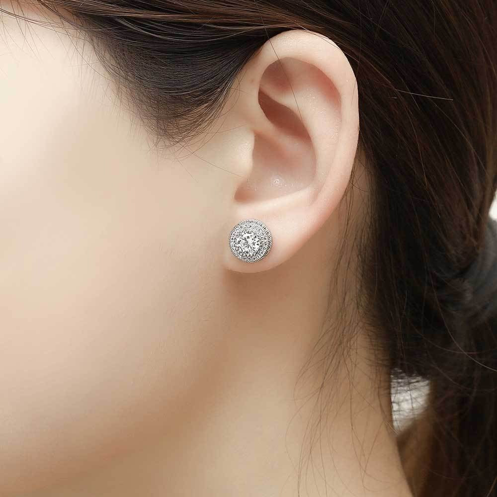 Iced Button Stud Earrings