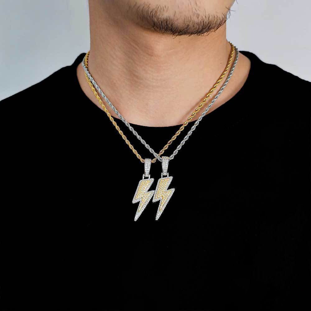 Iced Lightning Bolt Pendant