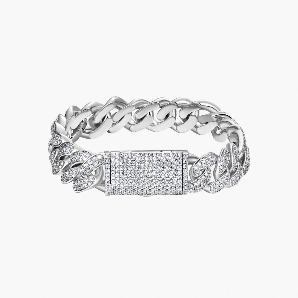 Moissanite S925 12mm Iced Out Cuban Bracelet