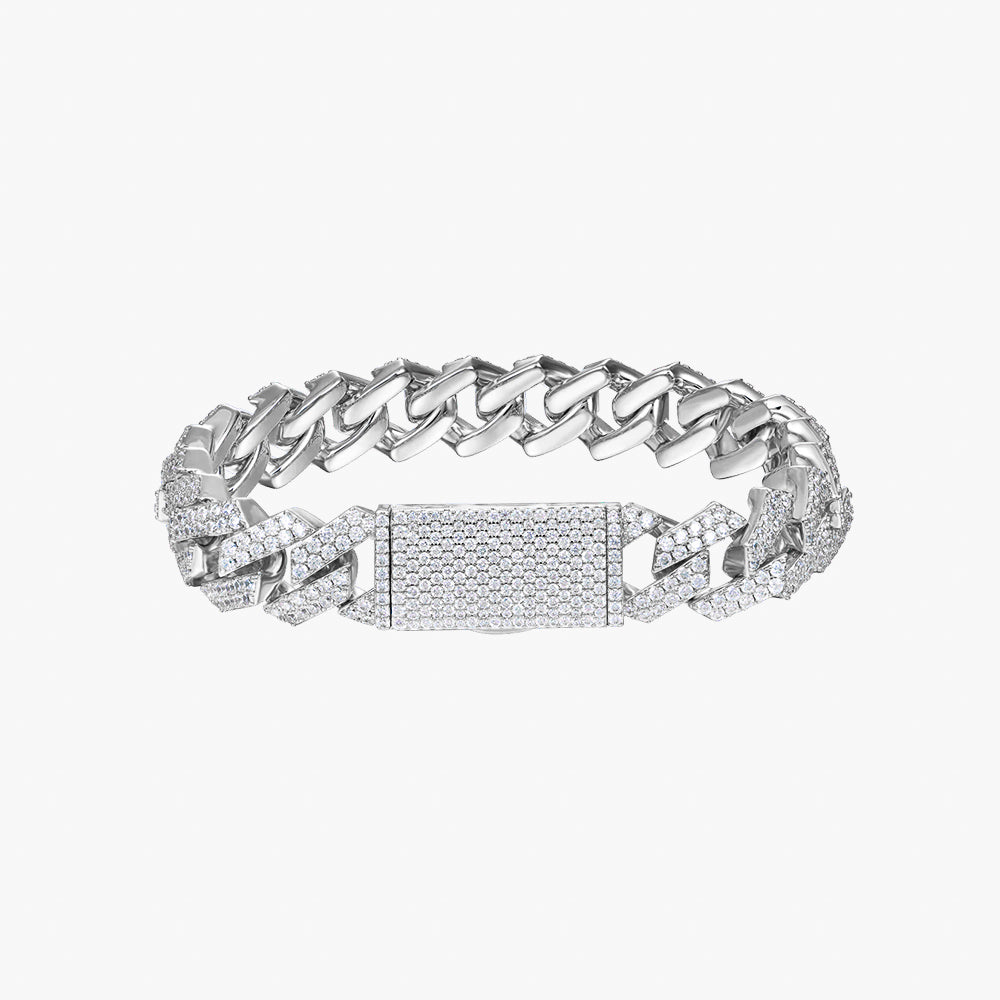 Moissanite S925 12mm Prong Cuban Bracelet