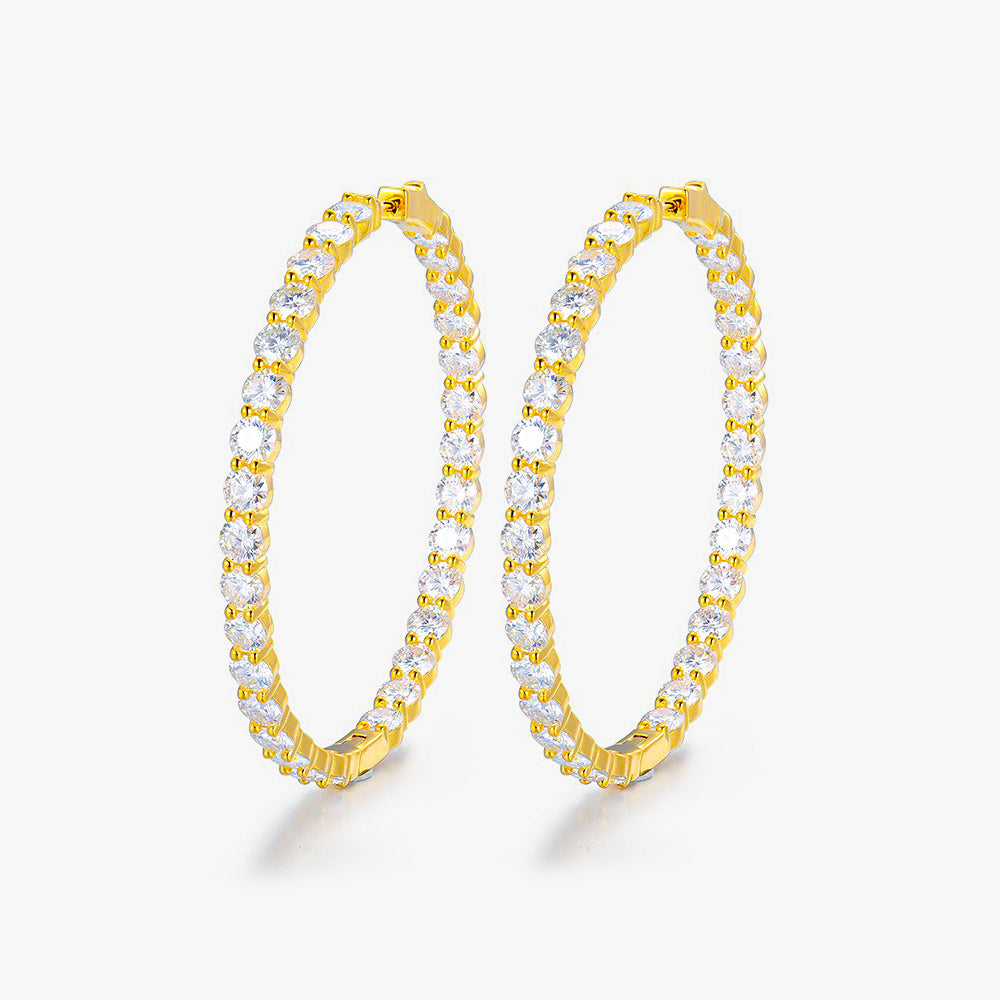 Moissanite S925 Single Row Hoop Earrings