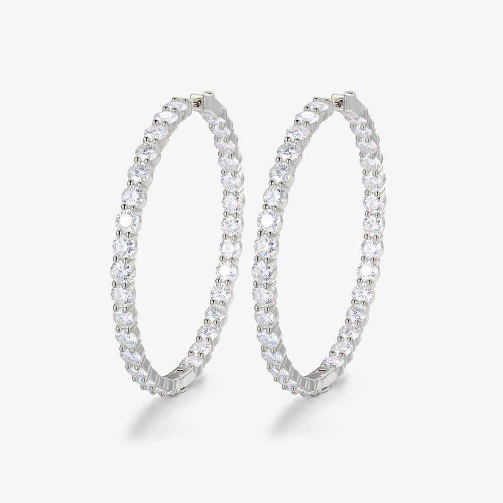 Moissanite S925 Single Row Hoop Earrings