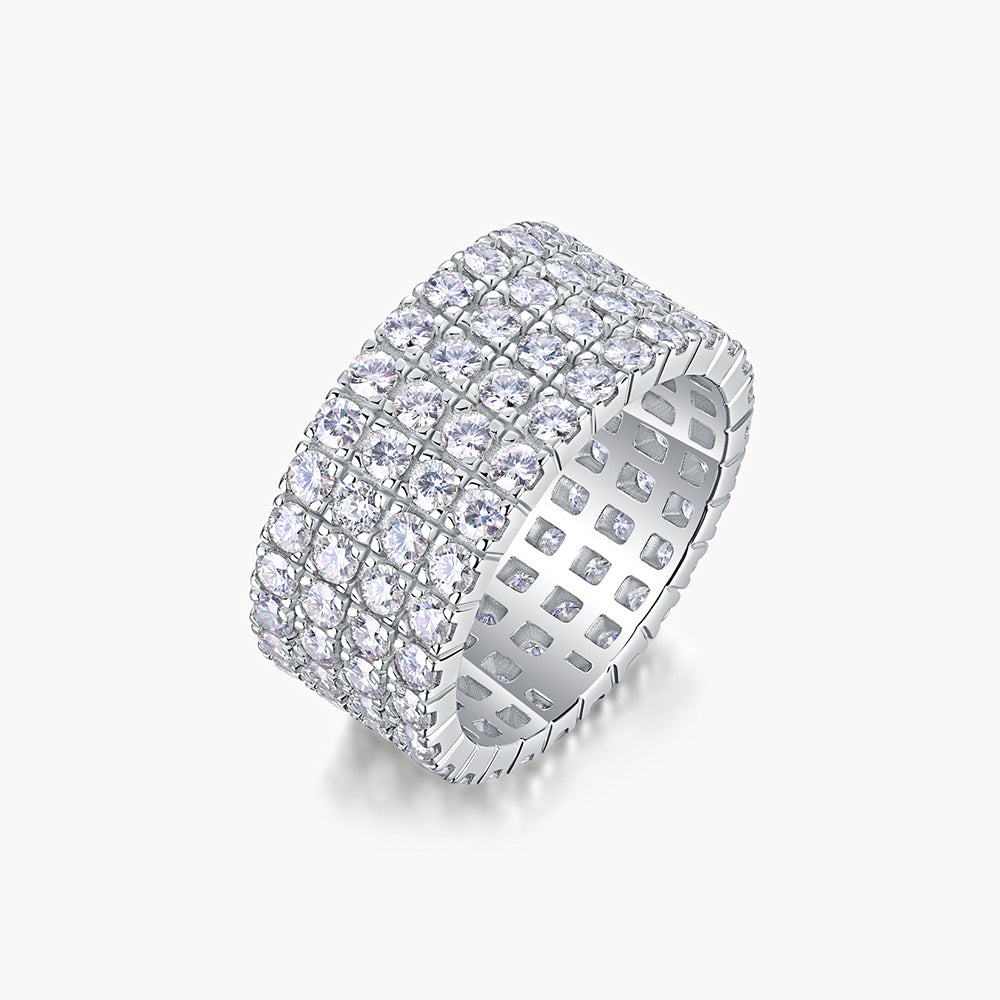 Moissanite S925 Balance Four Row Iced Ring