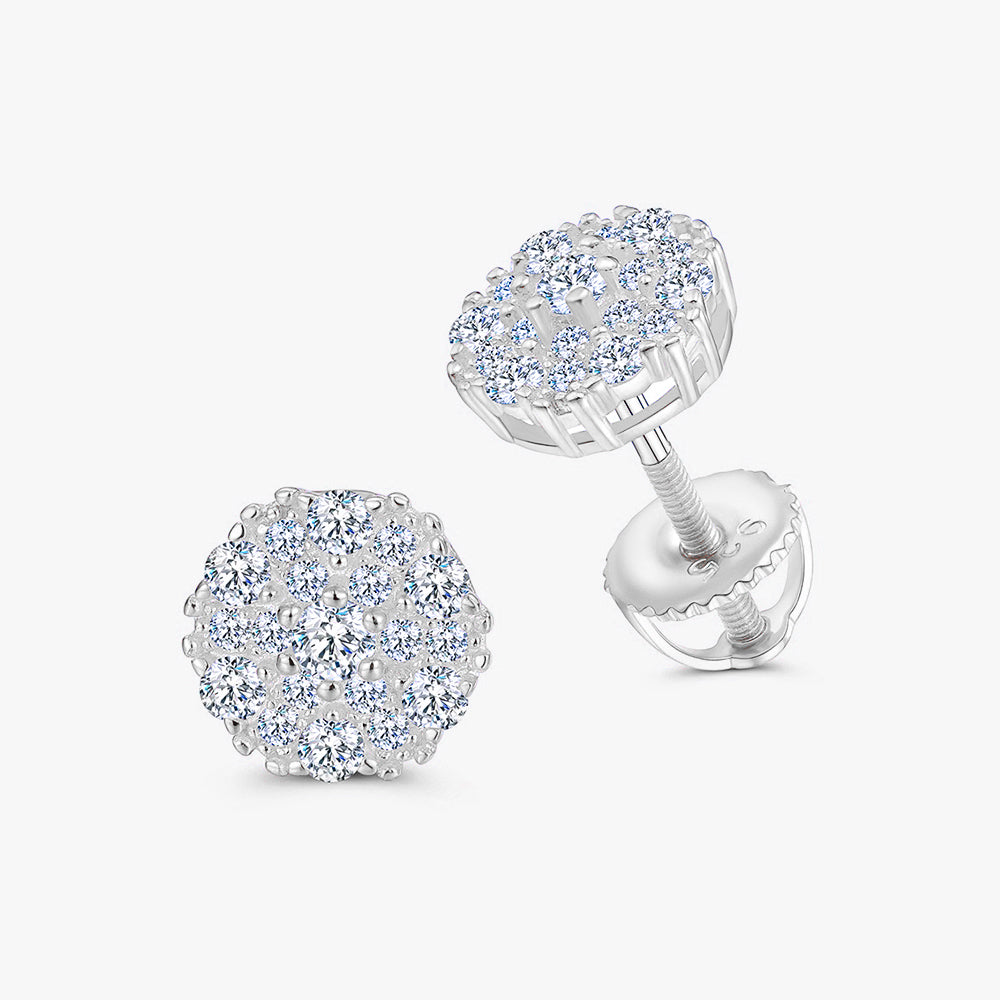 Moissanite S925 Cluster Flower Stud Earrings