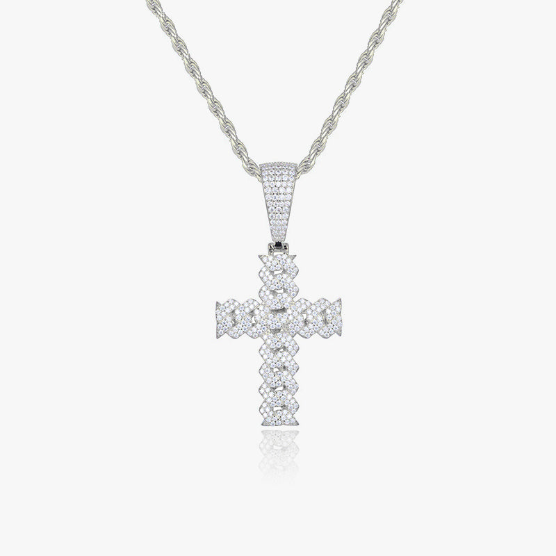 Moissanite S925 Cuban Link Cross Pendant