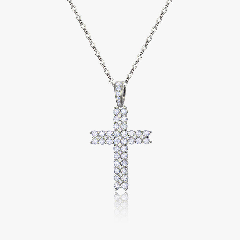 Moissanite S925 Double Row Cross Pendant