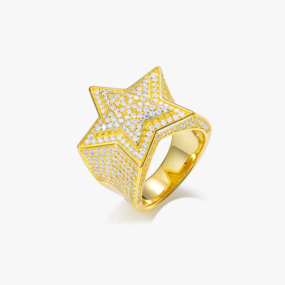 Moissanite Iced Star Ring