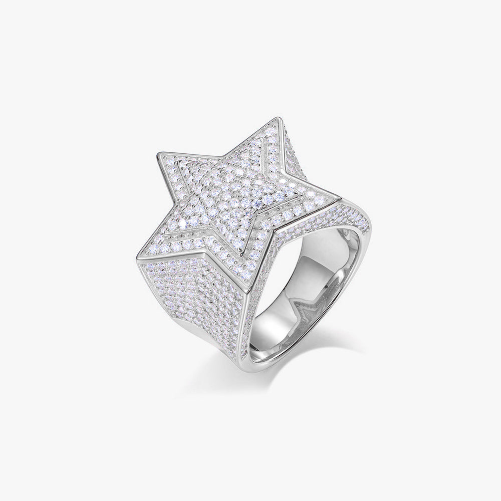 Moissanite Iced Star Ring