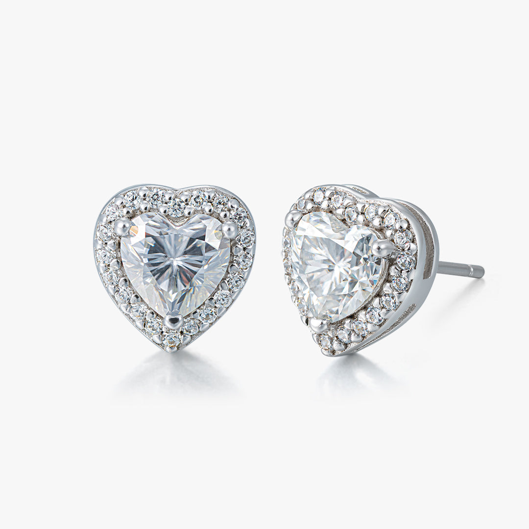 Moissanite S925 Heart Stud Earrings