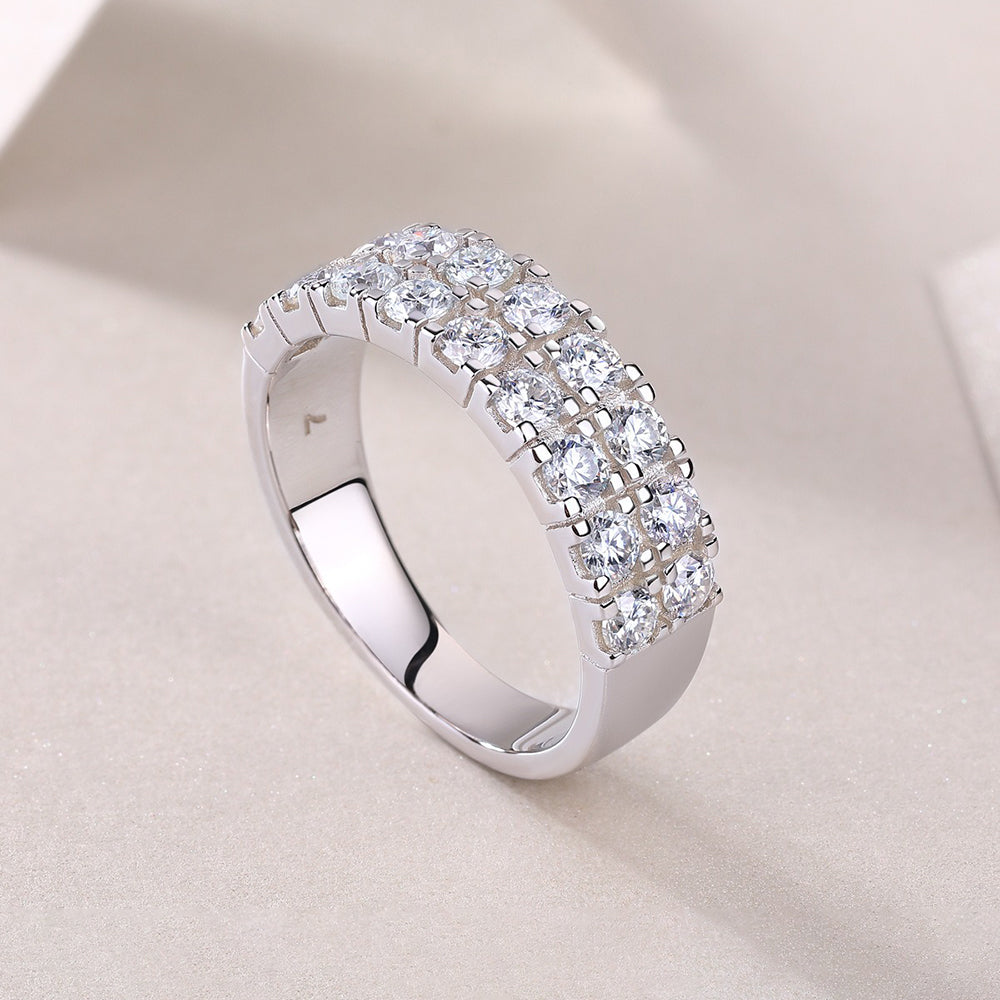 Moissanite S925 Short Double Row Ring