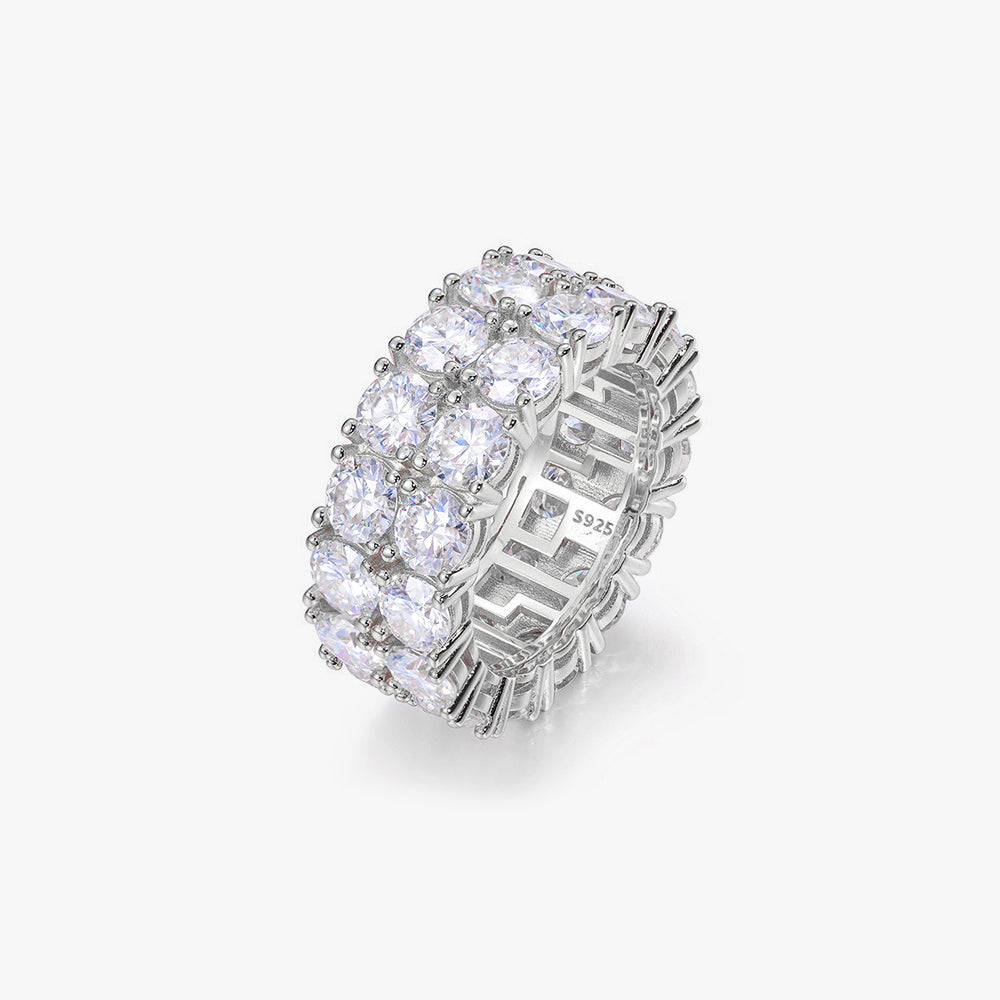 Moissanite S925 10mm Double Row Ring