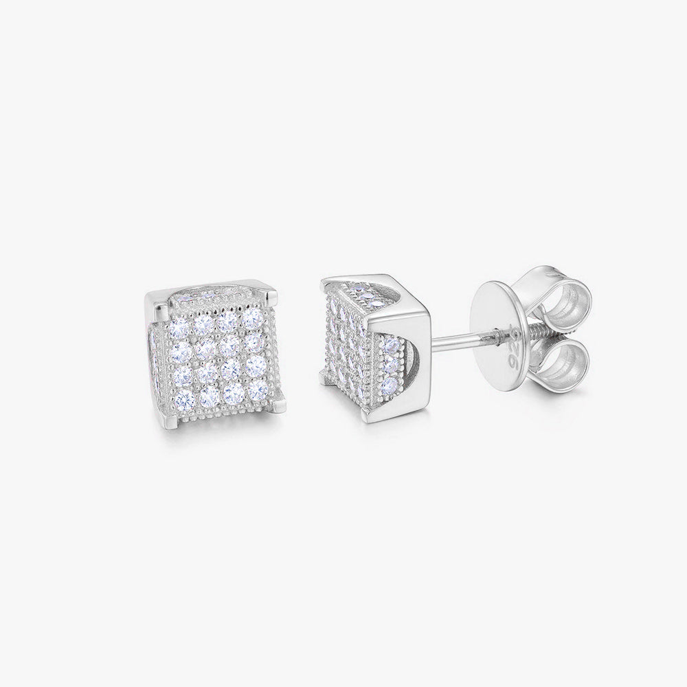 Moissanite S925 Paved Square Stud Earrings