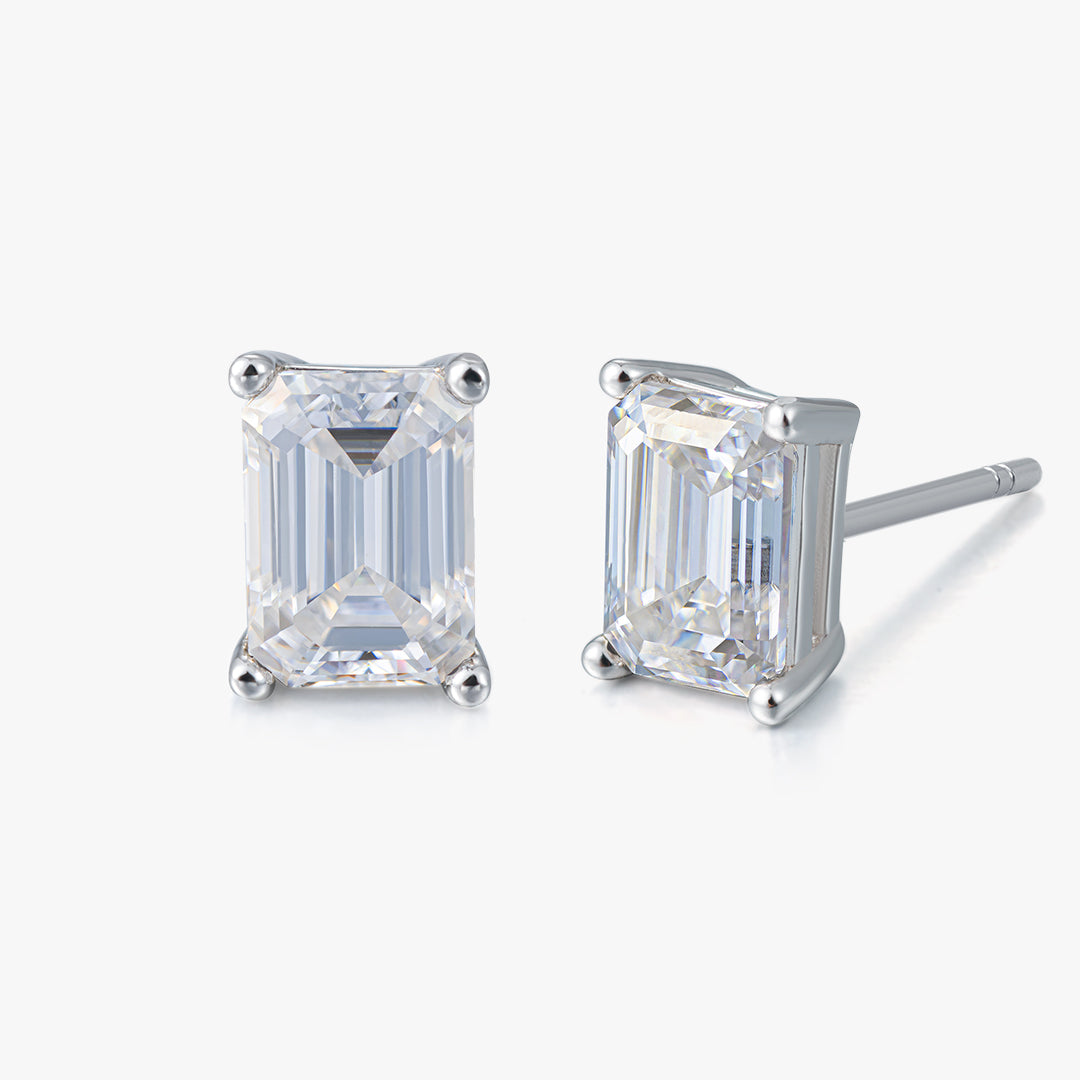 Moissanite S925 Rectangle Baguette Stud Earring