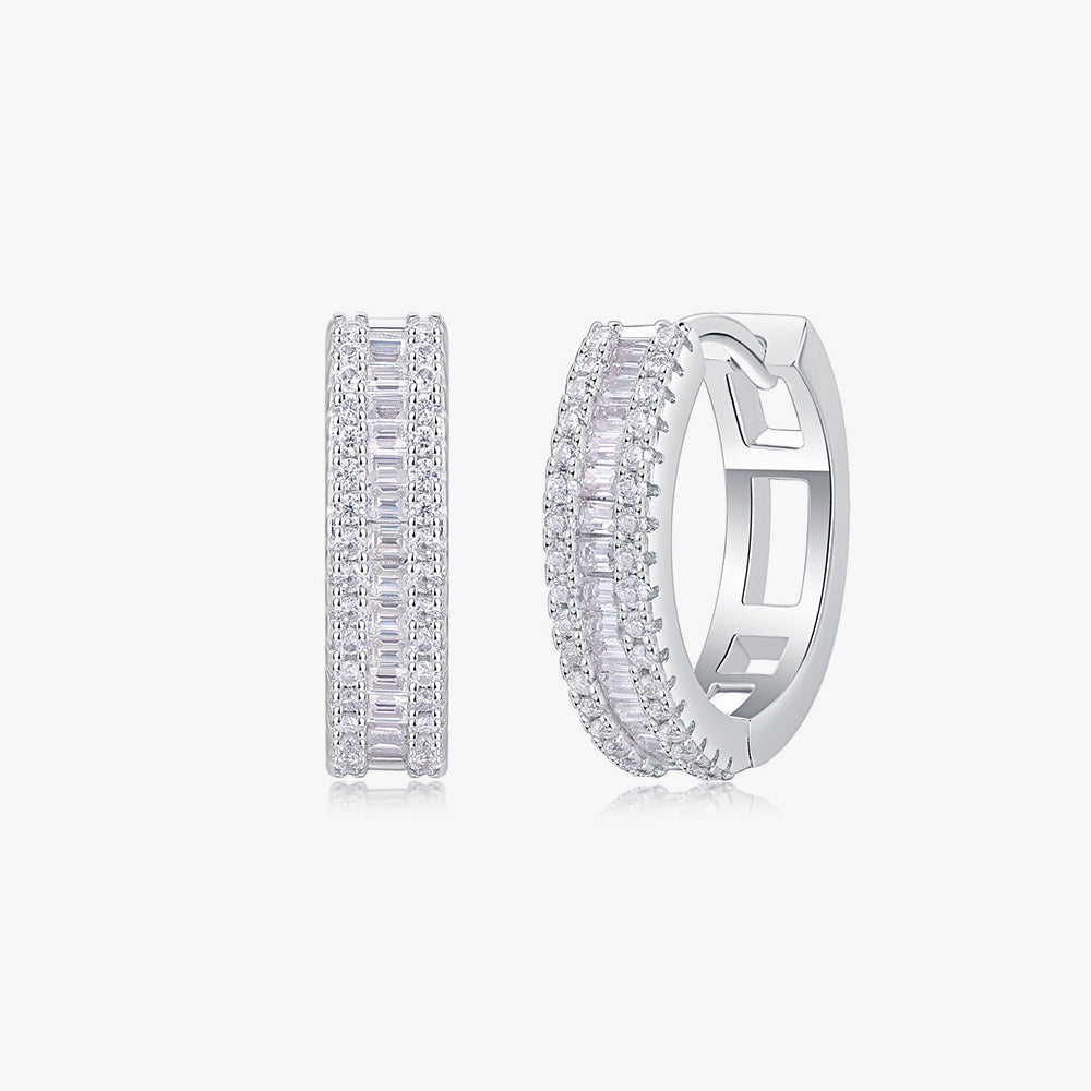 Moissanite S925 Baguette Cut Hoop Earrings