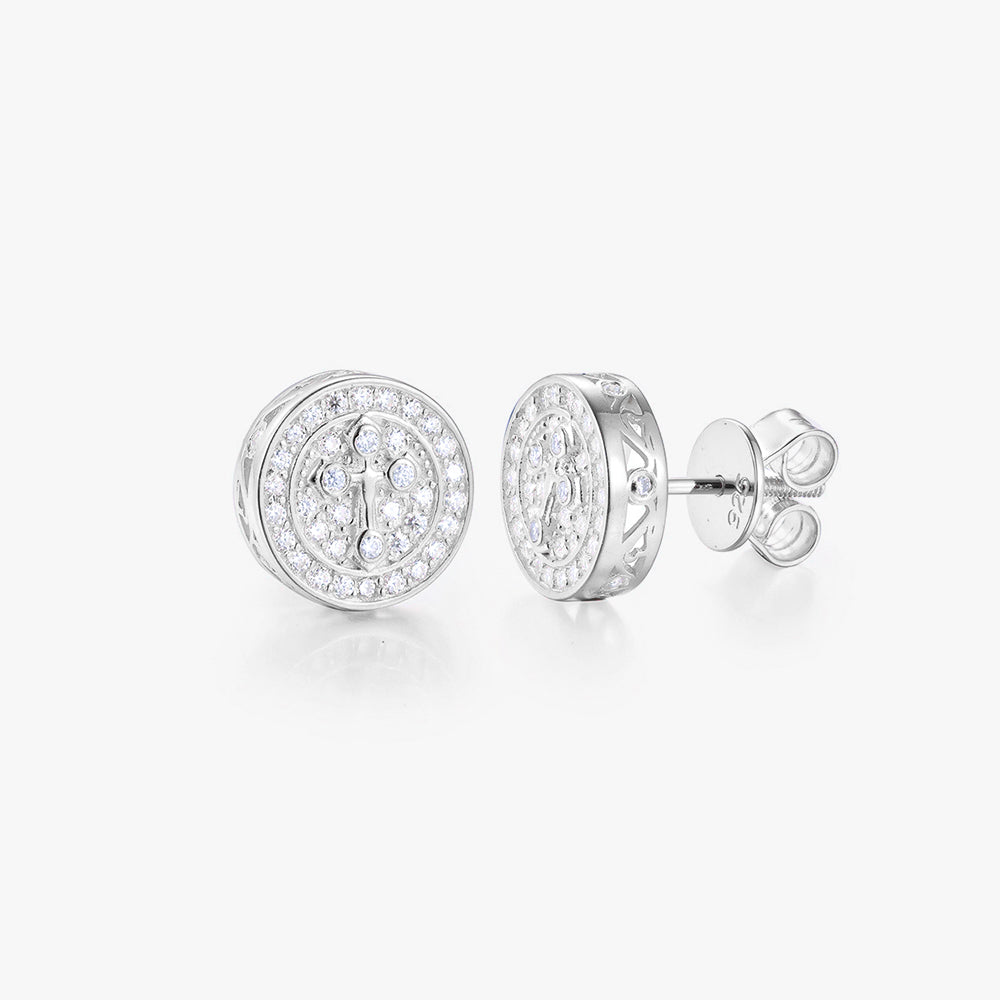 Moissanite S925 Round Cross Stud Earrings