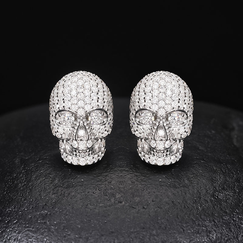 Moissanite S925 Skull Stud Earrings