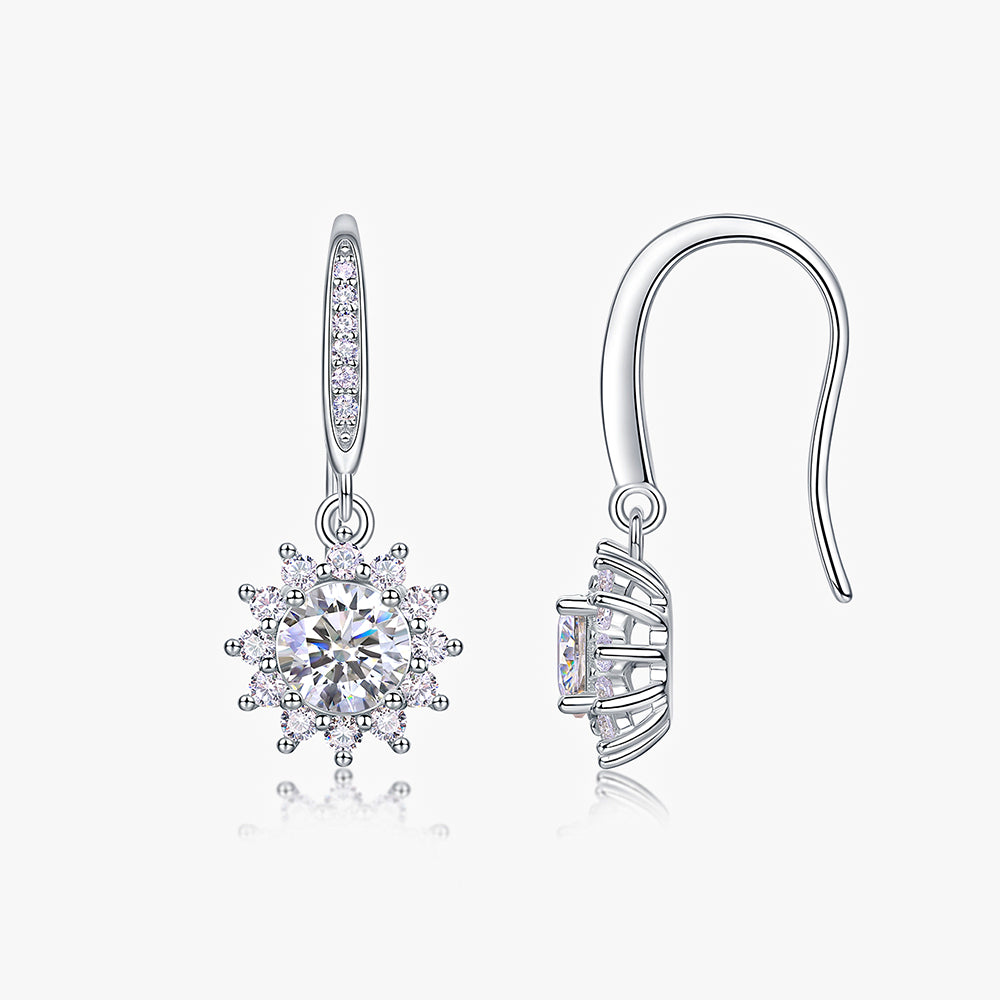 Moissanite S925 Willow Leaves Hook Earrings