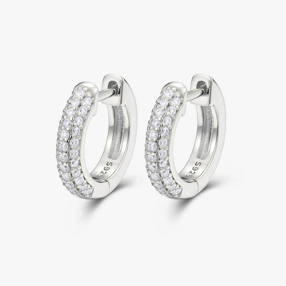 Moissanite S925 Three Row Hoop Earrings