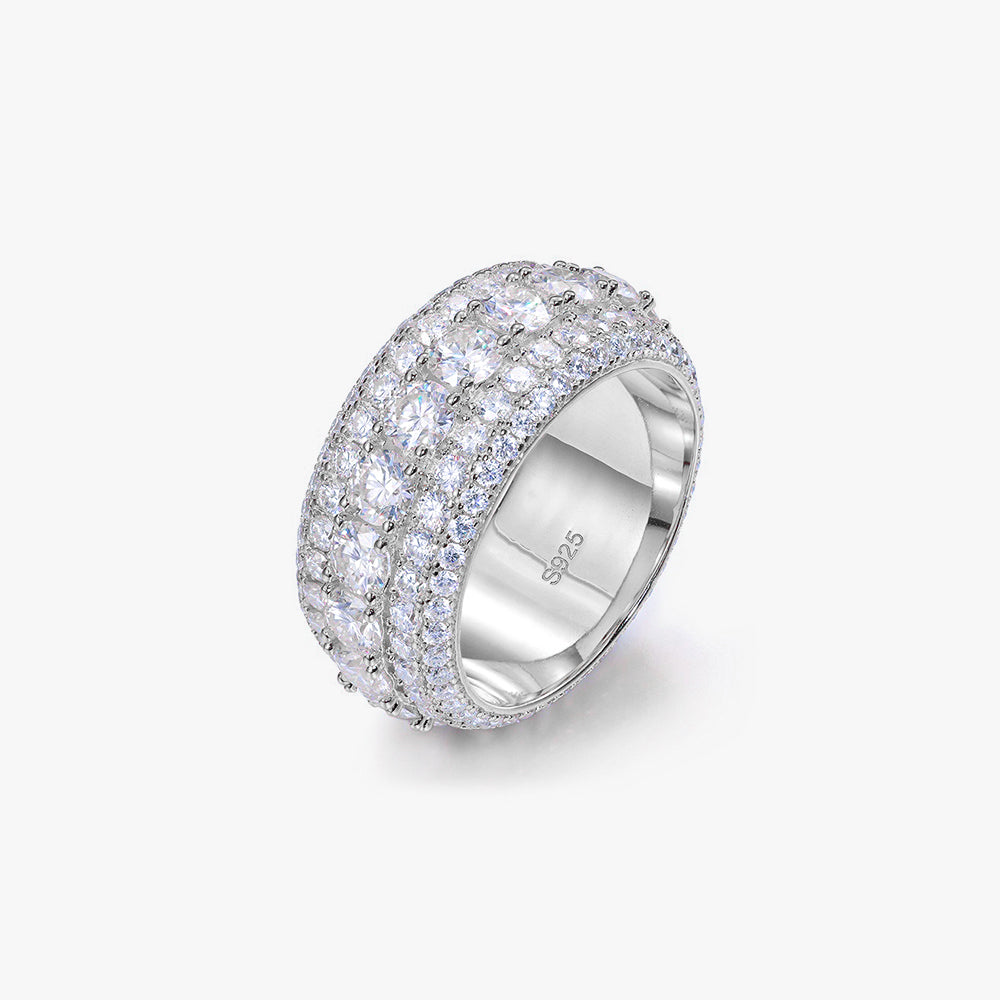 Moissanite S925 Five Row Round Cut Ring