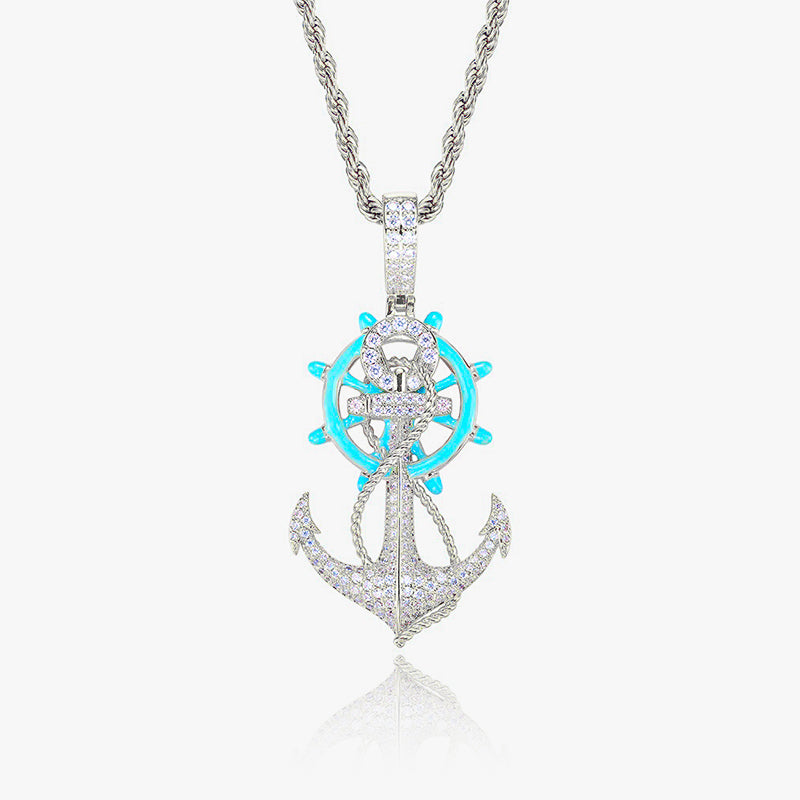 Iced Anchor Pendant