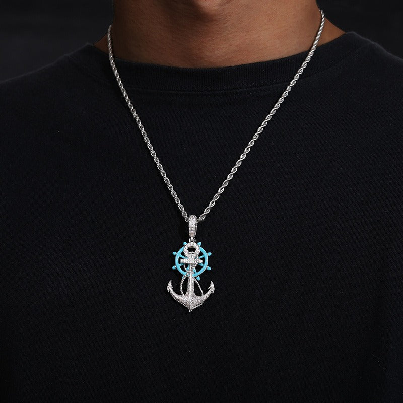 Iced Anchor Pendant