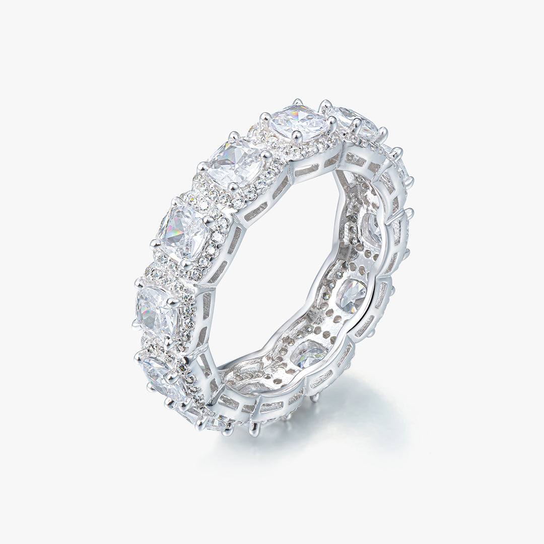 S925 Square Clustered Ring