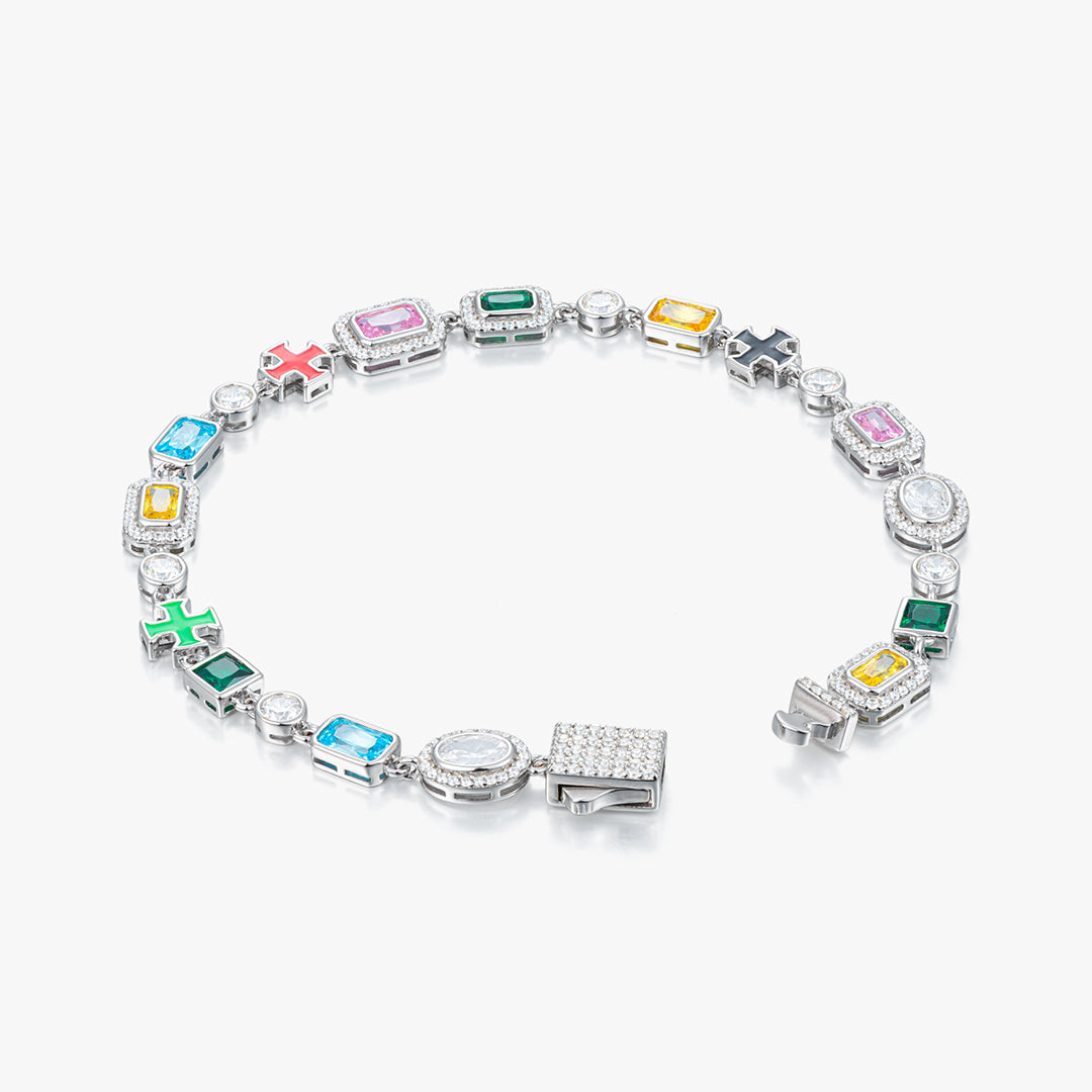 【New】 S925 Multi Gemstone Motif New Bracelet