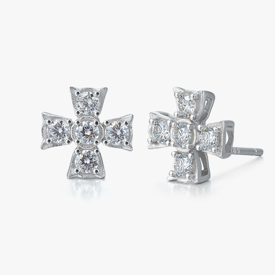 Moissanite S925 Cross Stud Earrings